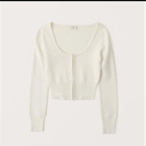 Abercrombie and Fitch Hook-and-Eye Slim Cardigan - OFF WHITE - Size Small